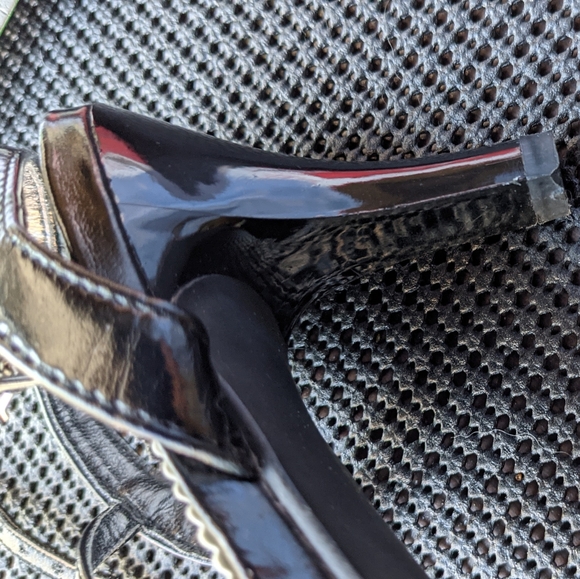 *🌹 Vintage Party Sandals in Black 3 Inch Heels Size 9 + Additional 2 Heel Tips - Picture 6 of 8